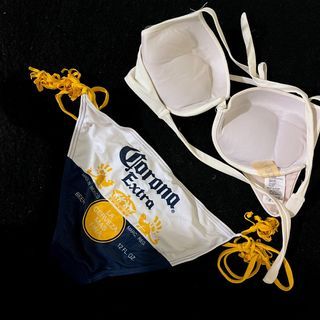 Sexy Corona Beer Logo Swimsuit with White Ultra Push Up Swimsuit Top