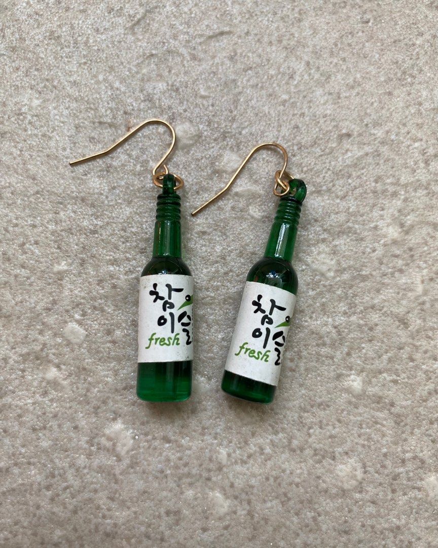 Evian bottle earrings top