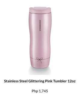 Starbucks Stainless Steel Glittering Pink Tumbler  12Oz- 💖