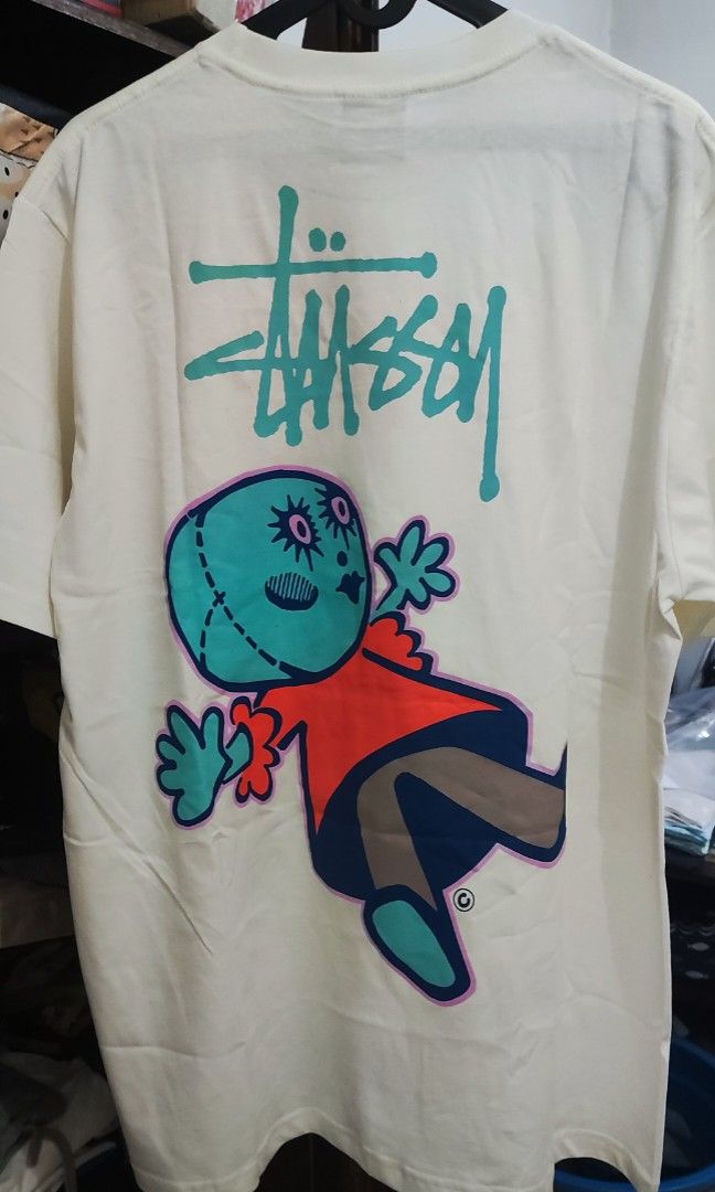 Stussy Dollie Pigment Dyed Natural Tee, Fesyen Pria, Pakaian
