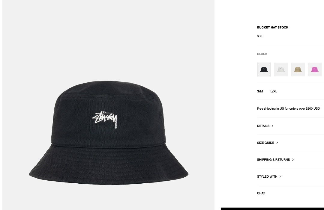 Stussy bucket hat size chart discount