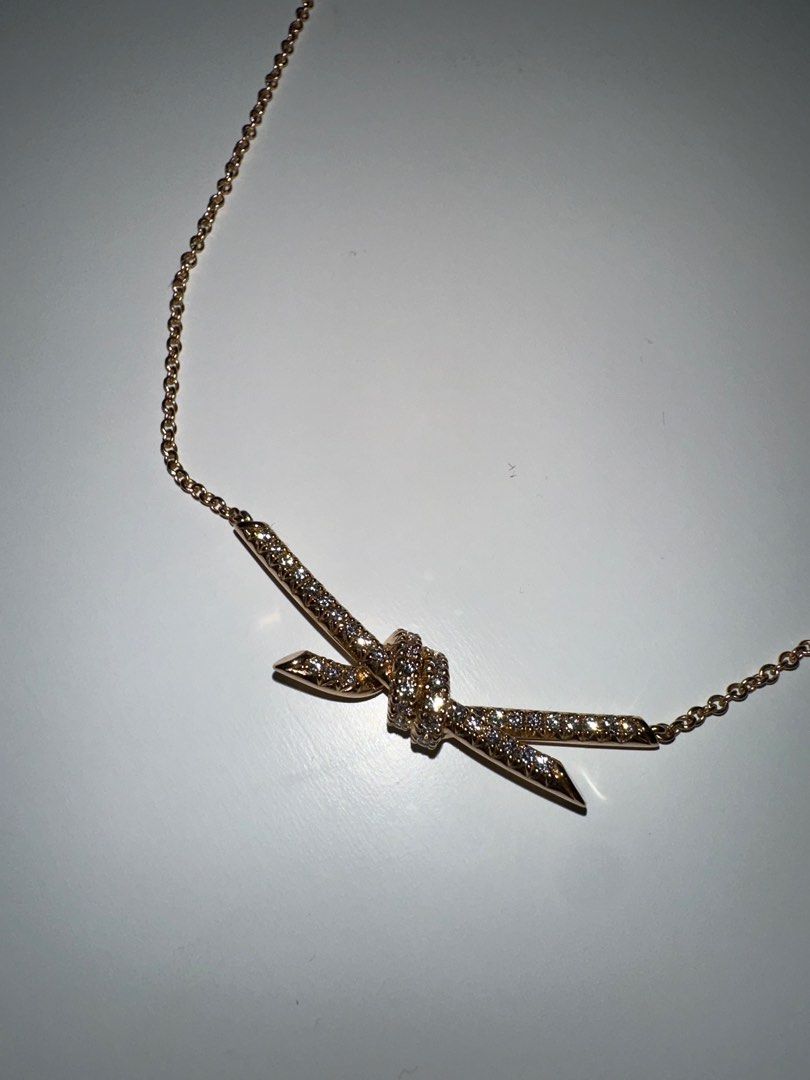 Tiffany knot necklace rose gold best sale