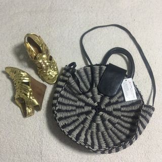 TORY BURCH GOLD GLITTER MULTI STRAP WEDGE SANDALS WITH FREE BN ROUND JUTE BAG