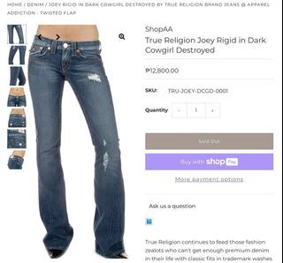 True Religion Joey’ Y2K bootcut flared jeans true religion 2000s bell bottoms low rise jeans denim jeans mean girls Regina George style  size 29 waist: 33-34 inches