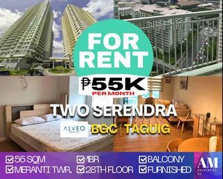 TWO SERENDRA BGC, TAGUIG 1 BEDROOM W/ BALCONY FOR RENT