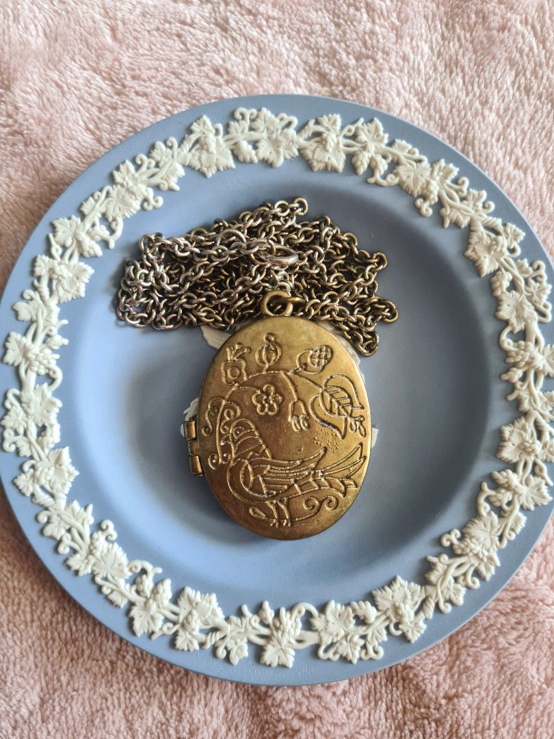 Vintage Bird and Flower Locket Necklace Women s Fashion Jewelry Organizers Necklaces on Carousell
