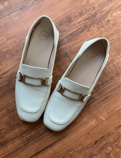 White Gibi Loafers with Gold details