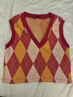 ZARA Cropped Vest (Pink and Orange)