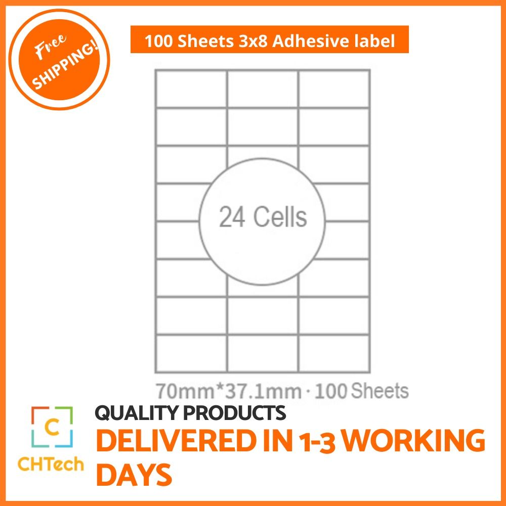[100 Sheets] A4 1x1/1x2/2x2/3x8 Self adhesive printing label , 70*37 ...