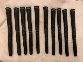 10 New Callaway Golf Grips - Fits All Callaway Clubs - Ribbed - Black/Silver