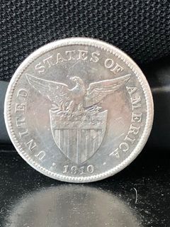 1910 Philippine One 1 Peso Silver Coin