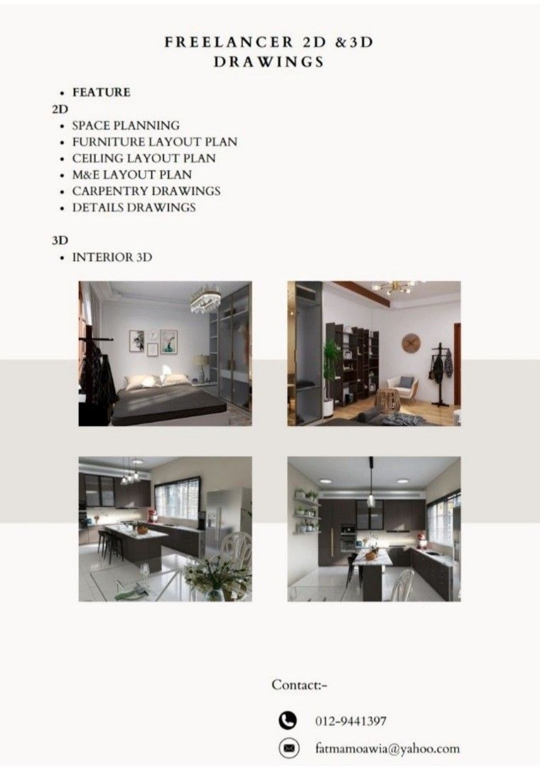 2D & 3D drawings interior design services, Furniture & Home Living ...
