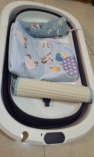 Baby bath tub changing mat and bib for take all