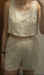 Backless top and shorts coordinates (linen)