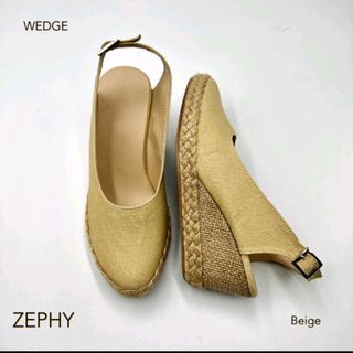 Beige Wedge Sandals size 7 (23cm), 2.5 inches heel height