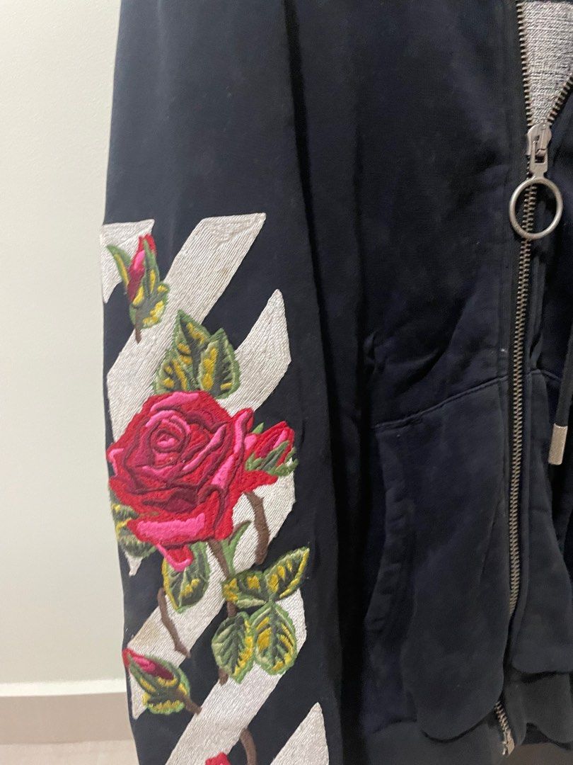 Black Jacket rose off white real authentic Women s Fashion Coats Jackets and Outerwear on Carousell