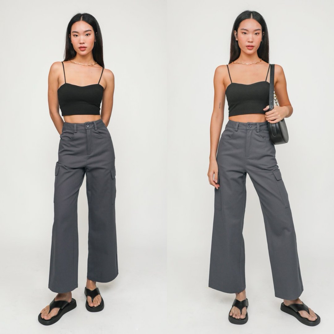 BNWT The Tinsel Rack Kanye Cargo Pants in Slate Grey, Women's Fashion