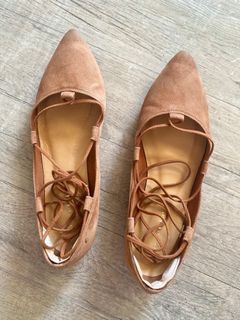 Brown Lace Up Flats