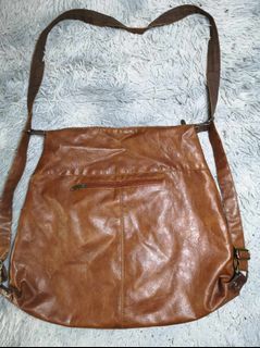 Brown Zipper Smooth Leather Backpack Bag