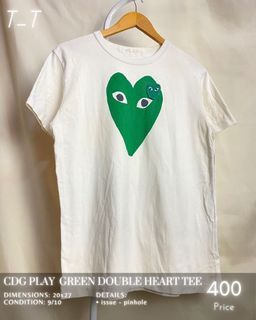 CDG Play green double heart tee