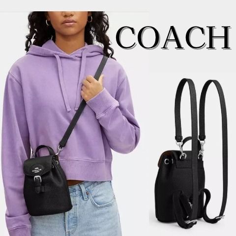 Coach Amelia Convertible Backpack In Soft Pebbled Leather Women Crossbody Sling Shoulder Bag