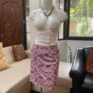 Crochet top & Floral Midi Skirt - sold as set