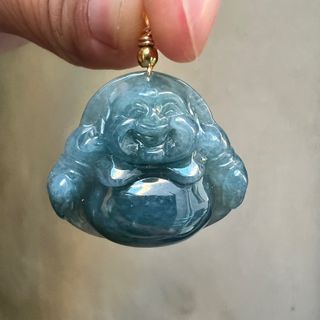 Dark Blue Water Jade Buddha Pendant