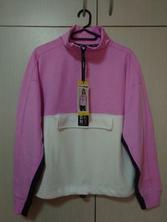 DKNY Women's Half Zip Pullover Pink/White