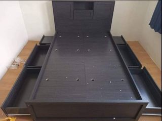 Double size 48x75 inches bed frame with six side drawer