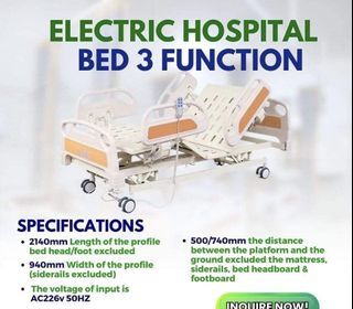 Electric hospital bed (3 functions)
