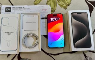 FOR SALE OR SWAP  SLIGHTLY USED iPhone 15 PRO MAX NATURAL TITANIUM 256 GIG  FACTORY UNLOCK, With Powermac Receipt, NTC APPROVED 100 % BH