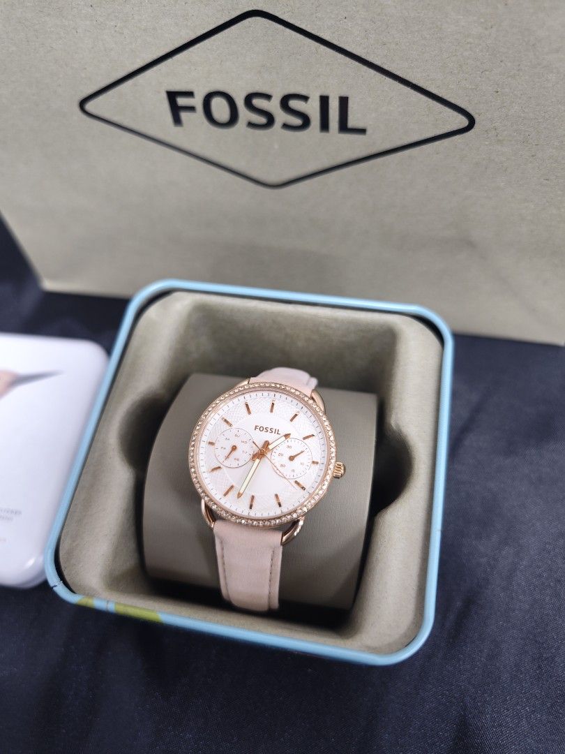Fossil tailor multifunction navy leather watch clearance