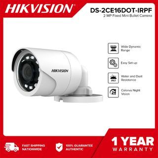 HIKVISION CCTV Security Cameras DS-2CE16D0T-IRPF 2MP 1080P 4in1 Outdoor Bullet HDTVI CCTV Camera, IP66 Weatherproof Protection, IR Night Vision Security Analog Camera NASHANTOO