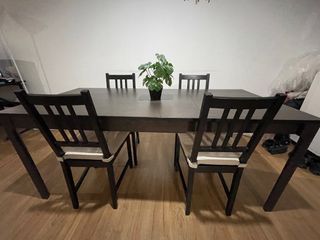 Ikea extendable dining table set 120/180x80 (4 to 6 seater)