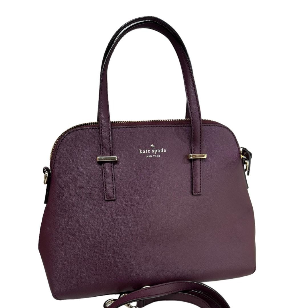 JE Kate Spade Tote Bag Wine Red Saffiano Leather