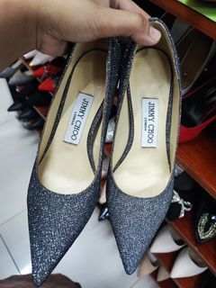 JIMMY CHOO ROMY  GLITTER POINTED SHOES