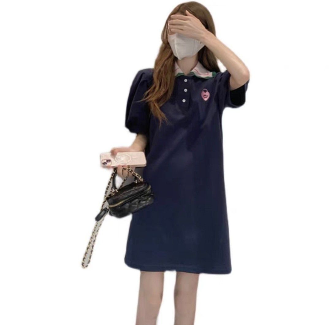 Korea Cute Polo Navy Dress Women s Fashion Dresses Sets Dresses on Carousell