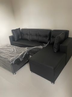 L-Shape Faux Leather Sofa