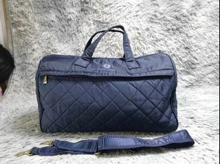 Masami Matsumi Blue Zipper Quilted Duffle Bag