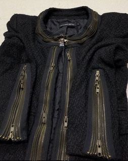Alexander McQueen - Zipper Black Tweed Coat