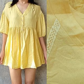 Mustard cotton summer blouse