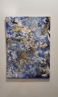 Dark Blue, White Abstract Painting