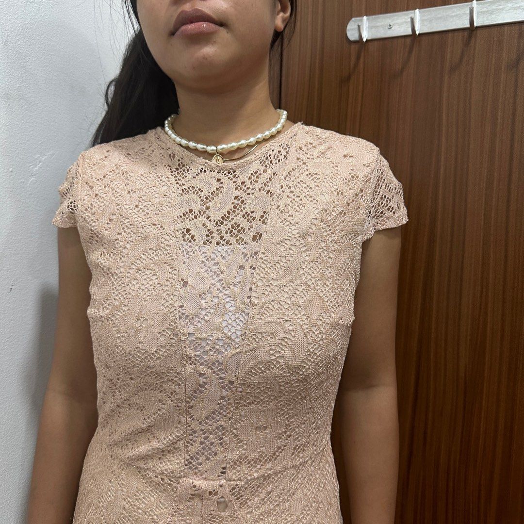 Pink and gold, Selfridges lace evening dress, Women's Fashion, Dresses &  Sets, Evening dresses & gowns on Carousell