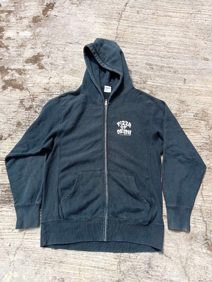 Pizza Of Death Zipper Hoodie, Fesyen Pria, Pakaian , Baju