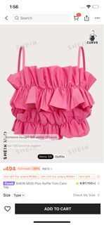 Plus Size Shein pink Ruffle Trim Cami top