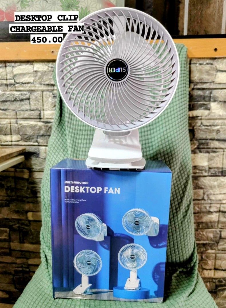 Chargeable PORTABLE DESKFAN CHARGEABLE CLIP ON, Furniture & Home Living, Lighting ...