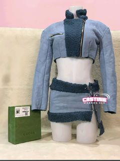 Sh3!n Haute Teddy Lined Crop Jacket & Bodycon Mini Skirt