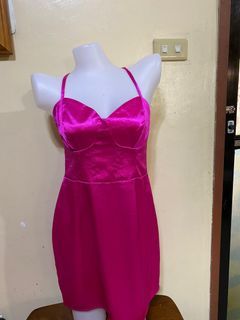 Silk Hot Pink Corset Mini Party Dress