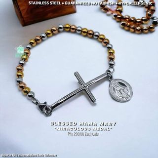 Stainless Steel Blessed Mary "Immaculous Medal" Rosary Bracelet
