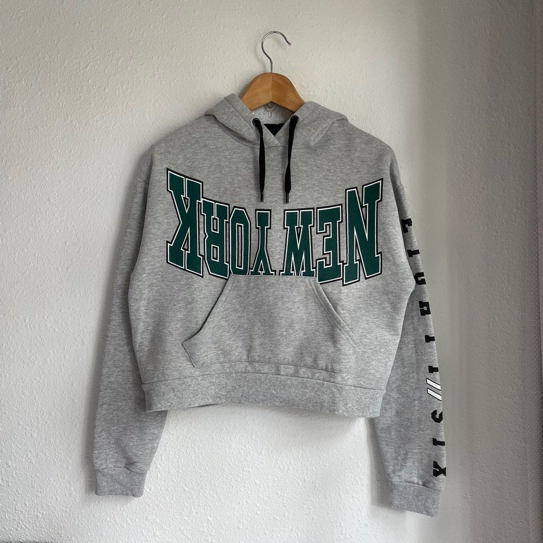 Grey hoodie women's topshop clearance